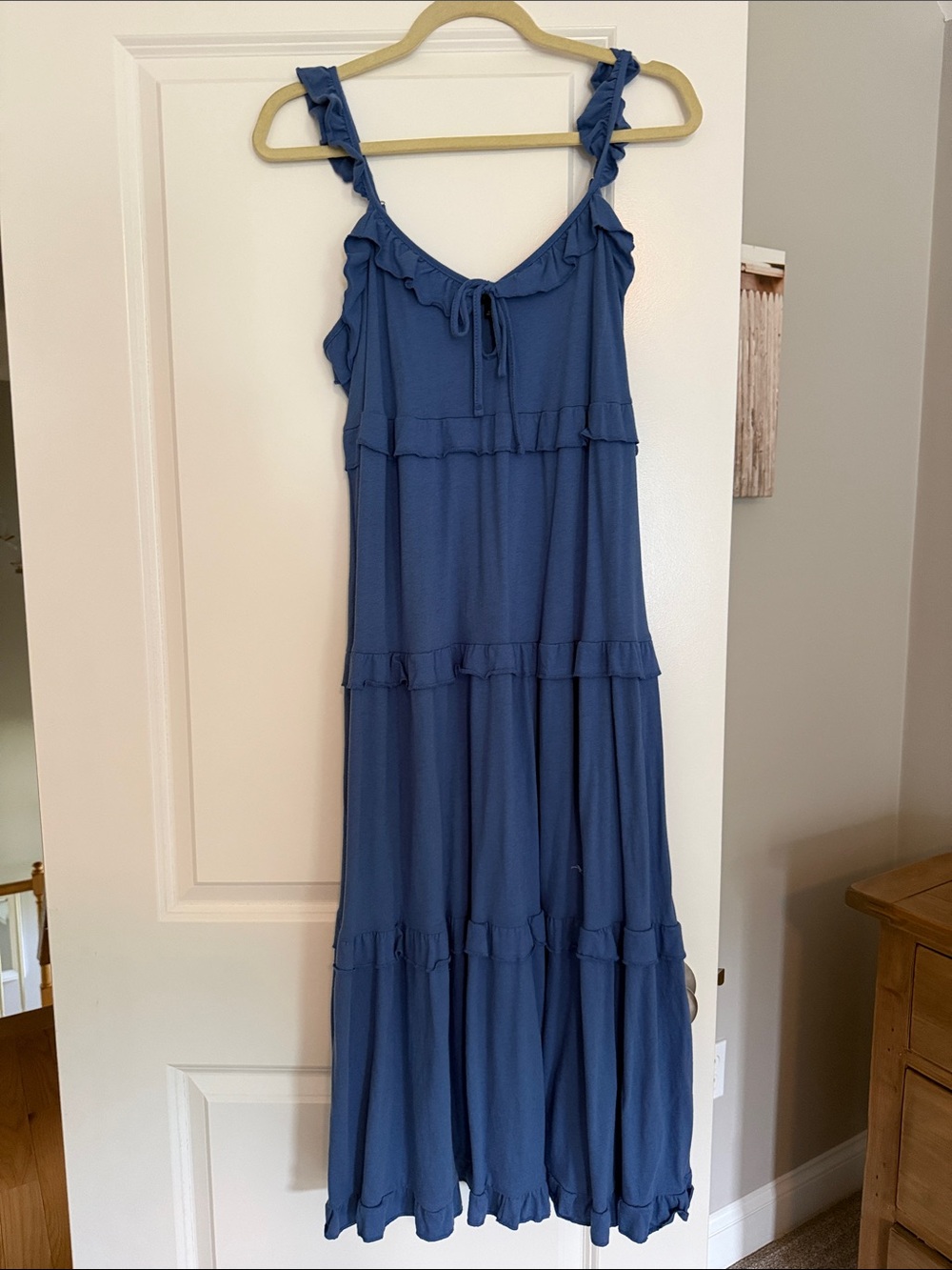 J. Crew Slate Blue Ruffle-Tier Maxi Dress